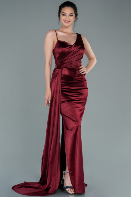 Robe de Soirée Longue Rouge Bordeaux ABU2373