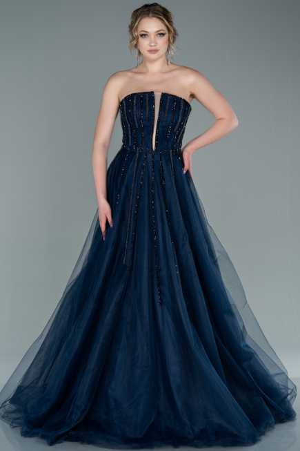 Haute Couture Longue Bleu Marine ABU2378