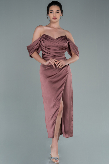 Robe de Cérémonie Midi Satin Vison ABK1404