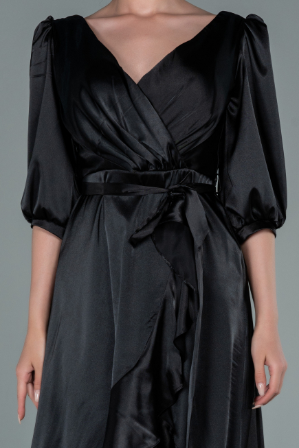 Robe de Cérémonie Midi Satin Noir ABK1409