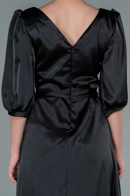Robe de Cérémonie Midi Satin Noir ABK1409