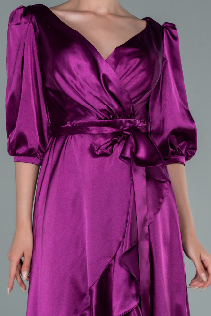 Robe de Cérémonie Midi Satin Couleur Cerise ABK1409