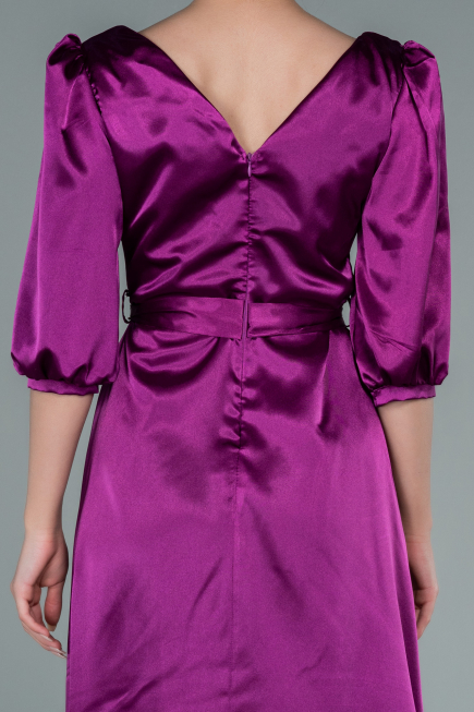 Robe de Cérémonie Midi Satin Couleur Cerise ABK1409