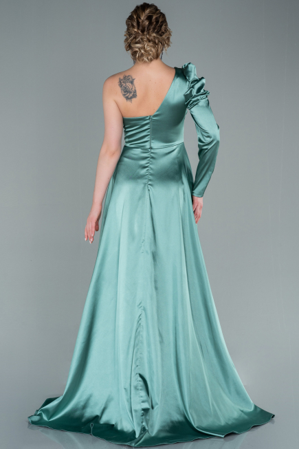 Robe De Soirée Satin Longue Menthe ABU1715