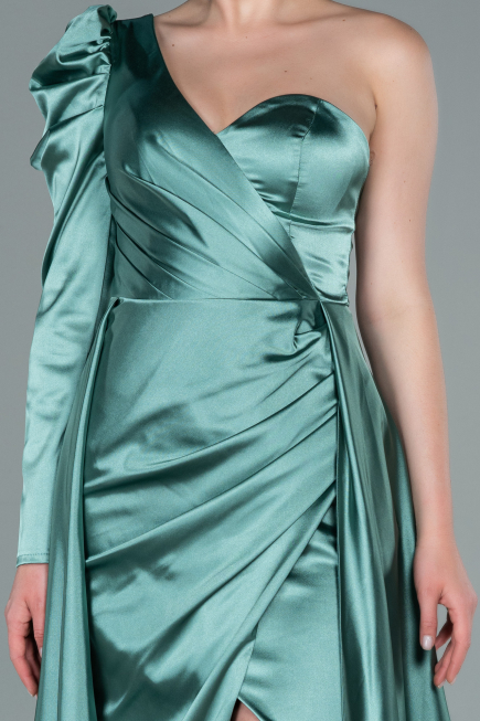 Robe De Soirée Satin Longue Menthe ABU1715
