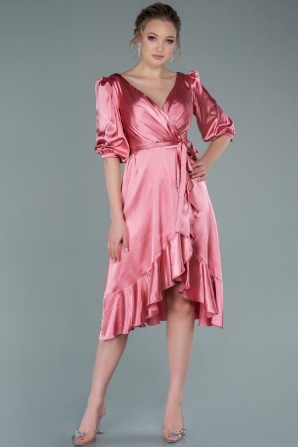 Robe de Cérémonie Midi Satin Pelure D'oignon ABK1409