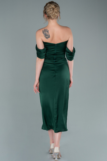Robe de Cérémonie Midi Satin Émeraude ABK1404
