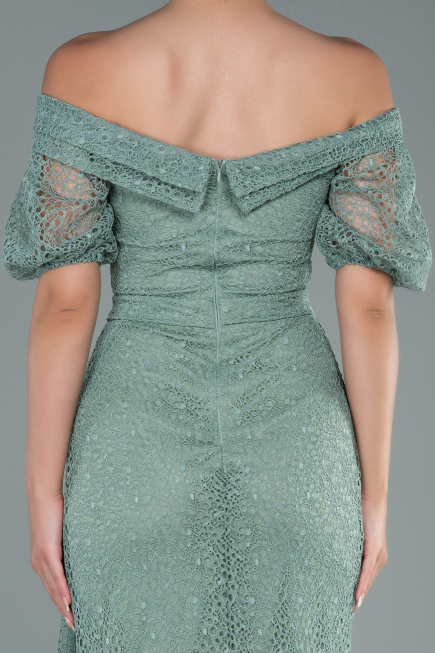 Robe de Soirée Longue Dantelle Turquoise ABU2427