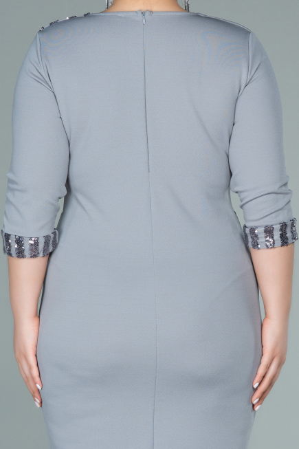 Robe De Soirée Grande Taille Courte Gris ABK1325