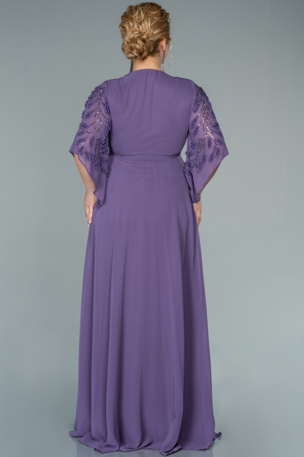 Robe De Soirée Grande Taille Mousseline Longue Lilas ABU2071