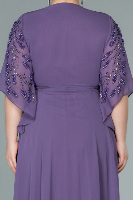 Robe De Soirée Grande Taille Mousseline Longue Lilas ABU2071