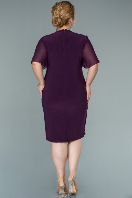 Robe De Soirée Mousseline Courte Prune ABK1294