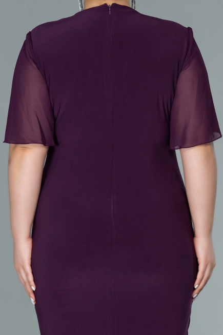 Robe De Soirée Mousseline Courte Prune ABK1294