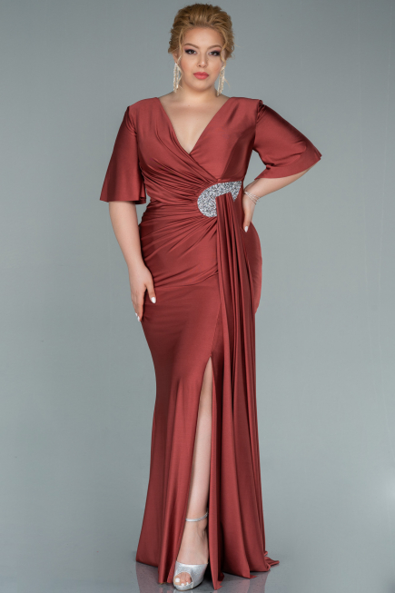 Robe Grande Taille Longue Brique ABU2441