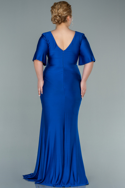 Robe Grande Taille Longue Bleu Saxe ABU2441