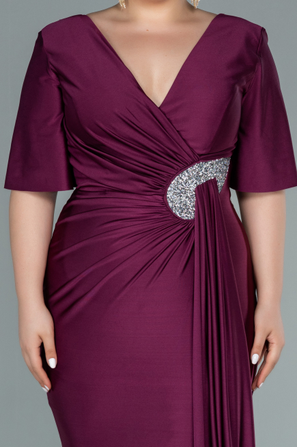 Robe Grande Taille Longue Couleur Cerise ABU2441