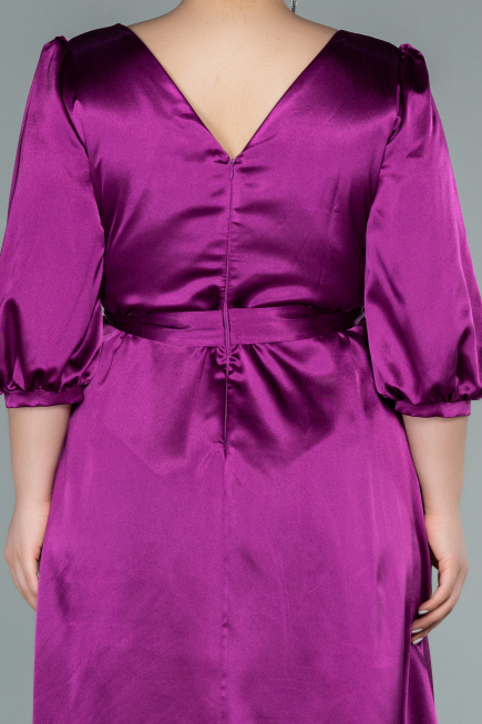 Robe de Soirée Grande Taille Midi Satin Couleur Cerise ABK1410
