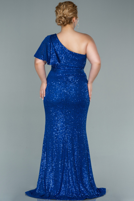 Robe Grande Taille Longue Bleu Saxe ABU1893