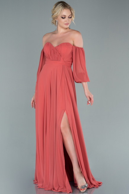 Robe de Soirée Longue Mousseline Pelure D'oignon ABU2457