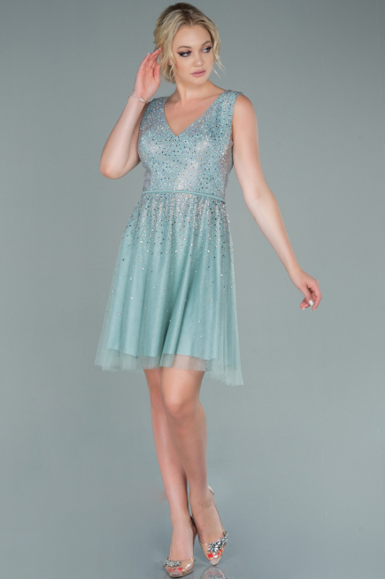 Robe de Cérémonie Courte Turquoise ABK1451