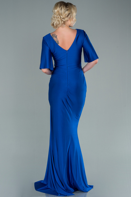 Robe de Soirée Longue Bleu Saxe ABU2443