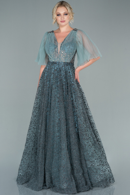 Robe de Soirée Longue Turquoise ABU2472