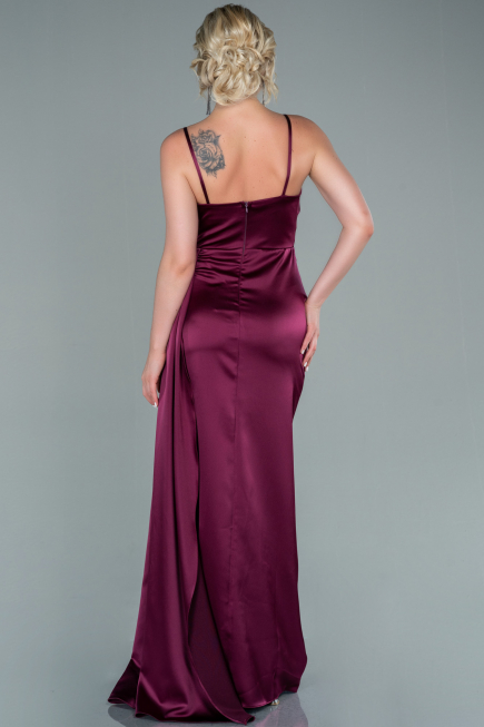 Robe de Soirée Longue Satin Couleur Cerise ABU2477