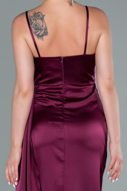 Robe de Soirée Longue Satin Couleur Cerise ABU2477