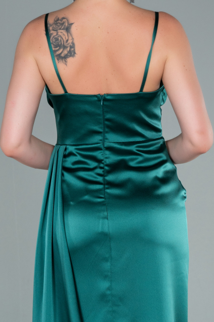 Robe de Soirée Longue Satin Émeraude ABU2477