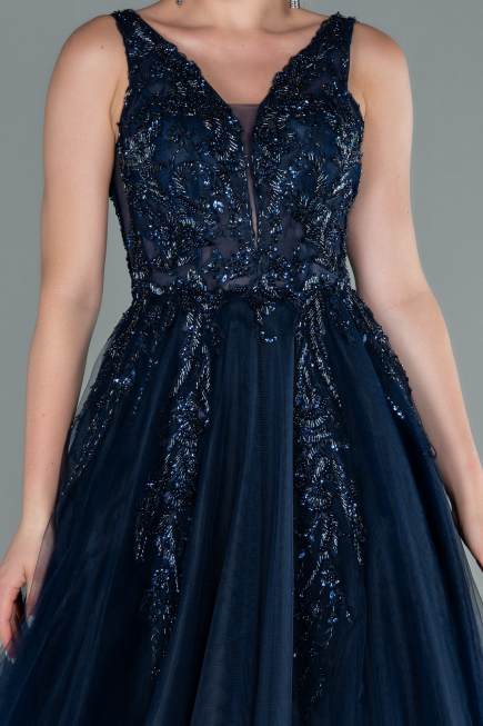 Robe de Soirée Longue Bleu Marine ABU2107