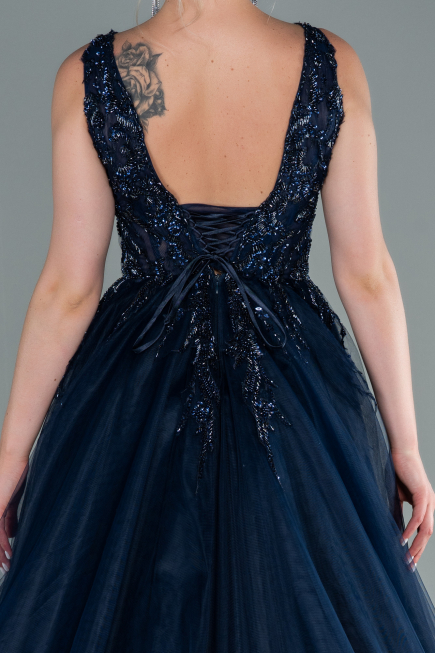 Robe de Soirée Longue Bleu Marine ABU2107