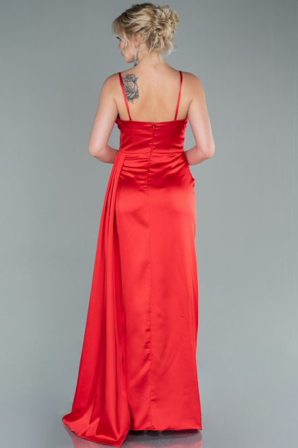 Robe de Soirée Longue Satin Rouge ABU2477