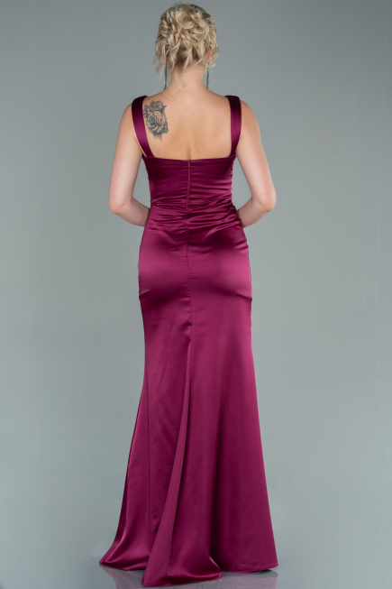Robe de Soirée Longue Satin Couleur Cerise ABU2479