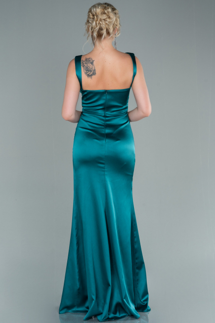Robe de Soirée Longue Satin Émeraude ABU2479