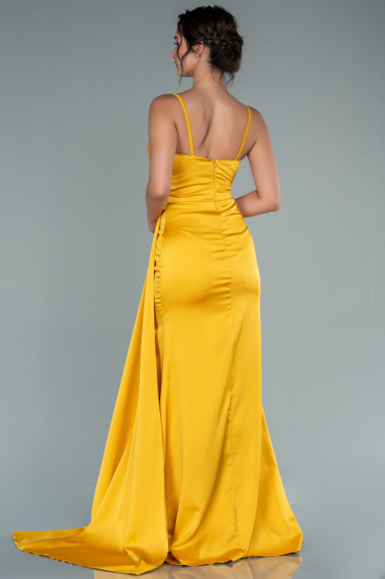 Robe de Fiançaille Longue Satin Moutarde ABU2495