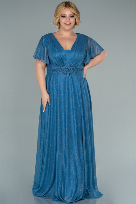 Robe de Soirée Grande Taille Longue Indigo ABU2498