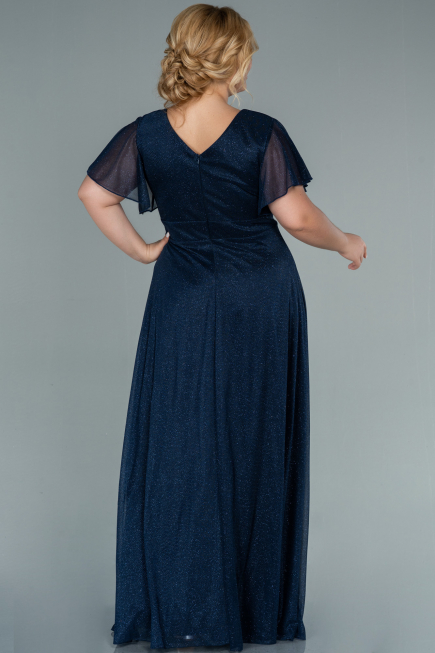 Robe de Soirée Grande Taille Longue Bleu Marine ABU2498