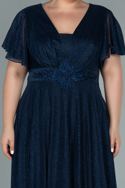 Robe de Soirée Grande Taille Longue Bleu Marine ABU2498