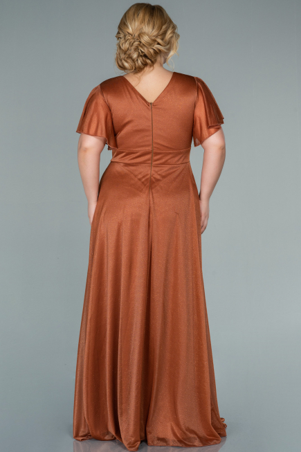 Robe de Soirée Grande Taille Longue Orange ABU2498