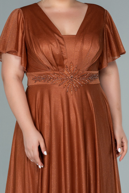 Robe de Soirée Grande Taille Longue Orange ABU2498