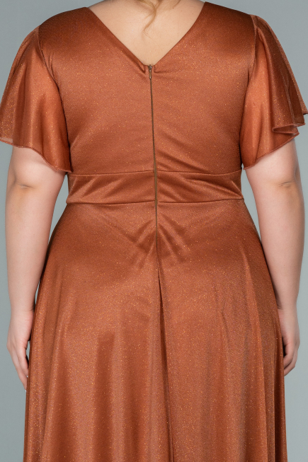 Robe de Soirée Grande Taille Longue Orange ABU2498
