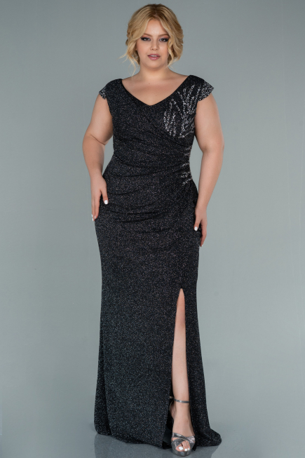 Robe de Soirée Grande Taille Longue Anthracite ABU2438