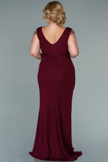 Robe de Soirée Grande Taille Longue Rouge Bordeaux ABU2438
