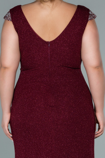 Robe de Soirée Grande Taille Longue Rouge Bordeaux ABU2438