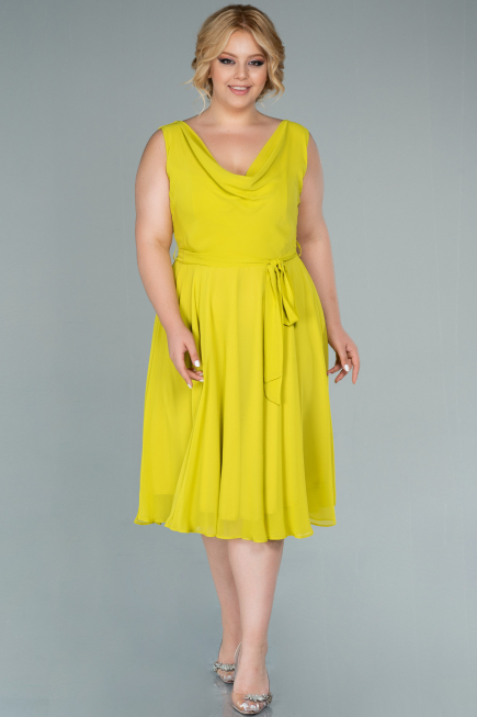 Robe Grande Taille Midi Mousseline Pistache vert ABK1467
