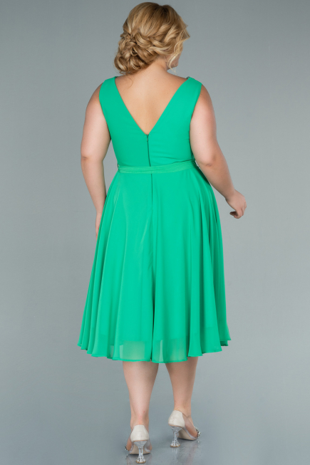 Robe Grande Taille Midi Mousseline Vert ABK1467