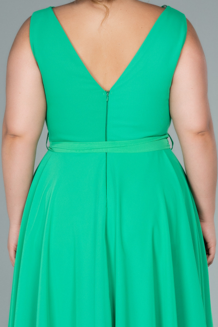 Robe Grande Taille Midi Mousseline Vert ABK1467