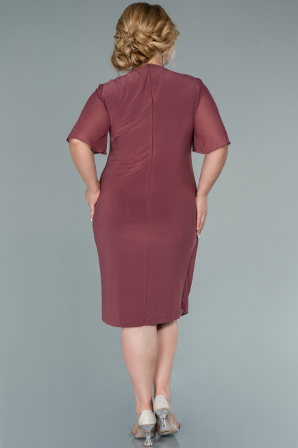 Robe De Soirée Grande Taille Mousseline Courte Marron clair ABK1299