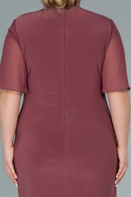 Robe De Soirée Grande Taille Mousseline Courte Marron clair ABK1299