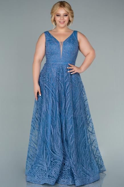 Robe de Soirée Grande Taille Longue Indigo ABU2501